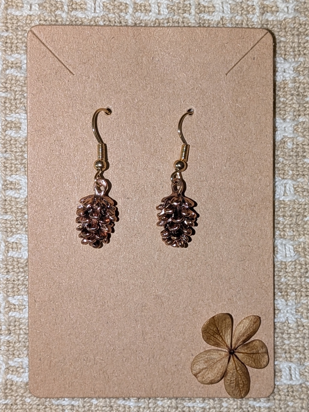 Gold-Tone Pinecone Dangle Earrings